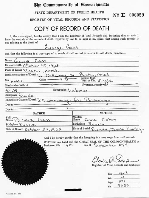 death certificate