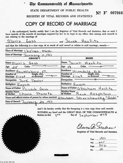 marriage record